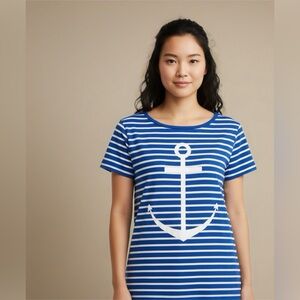 CUPIO- Tee Shirt Top Women’s XL Multi Striped Short Sleeve Round Neck Pullover